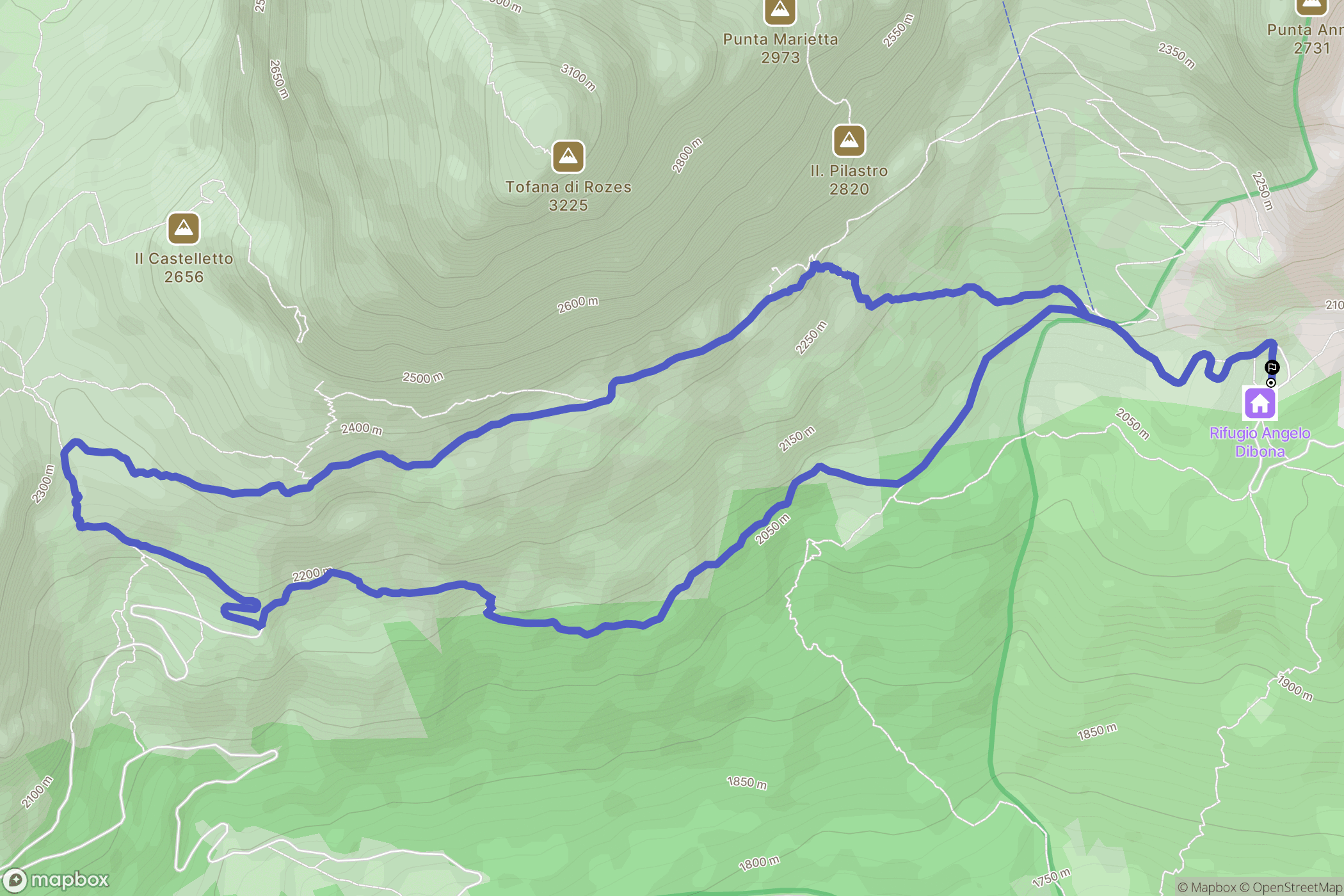 Cortina d'Ampezzo : carte du parcours de randonnée - Italy