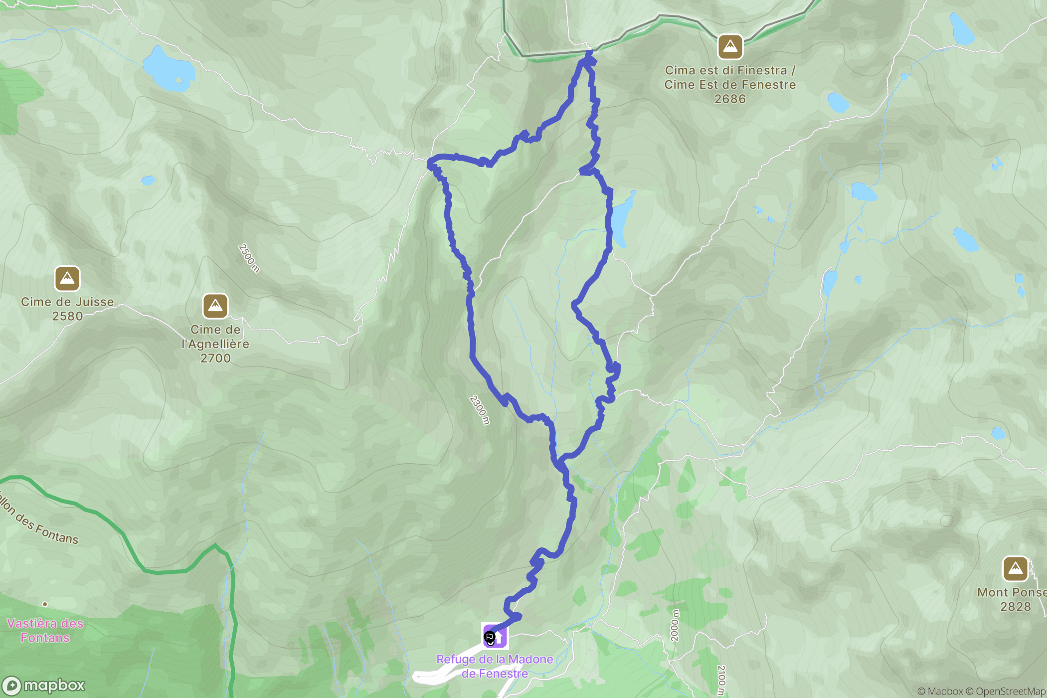 Saint-Martin de Vésubie : carte du parcours de randonnée - France