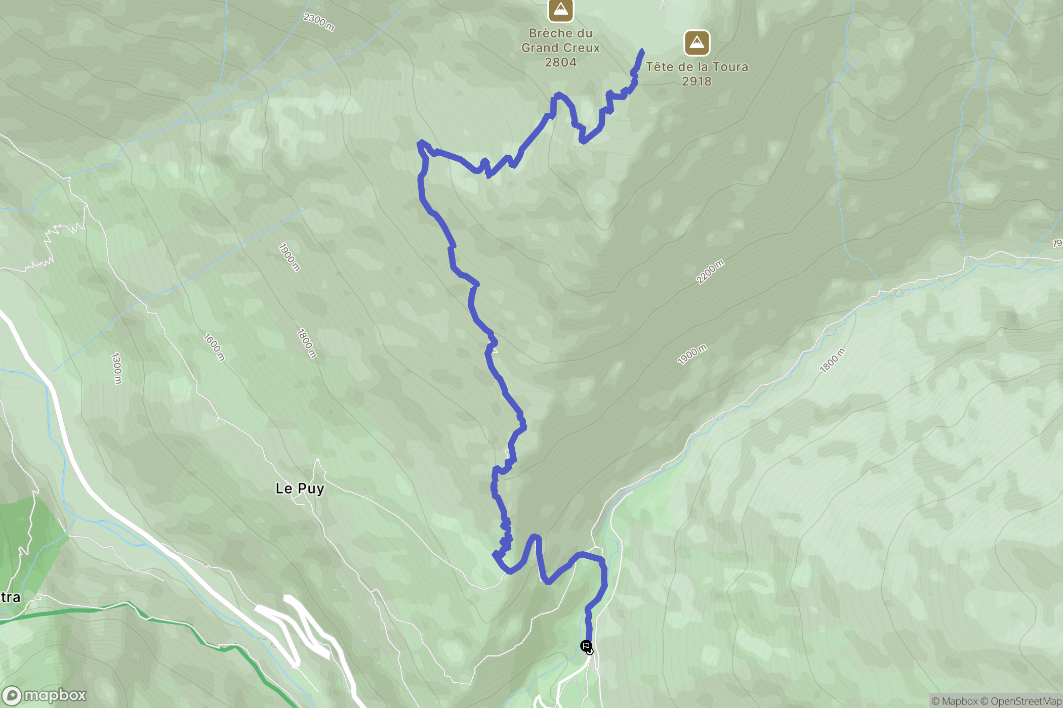 Saint-Christophe-en-Oisans : carte du parcours de randonnée - France