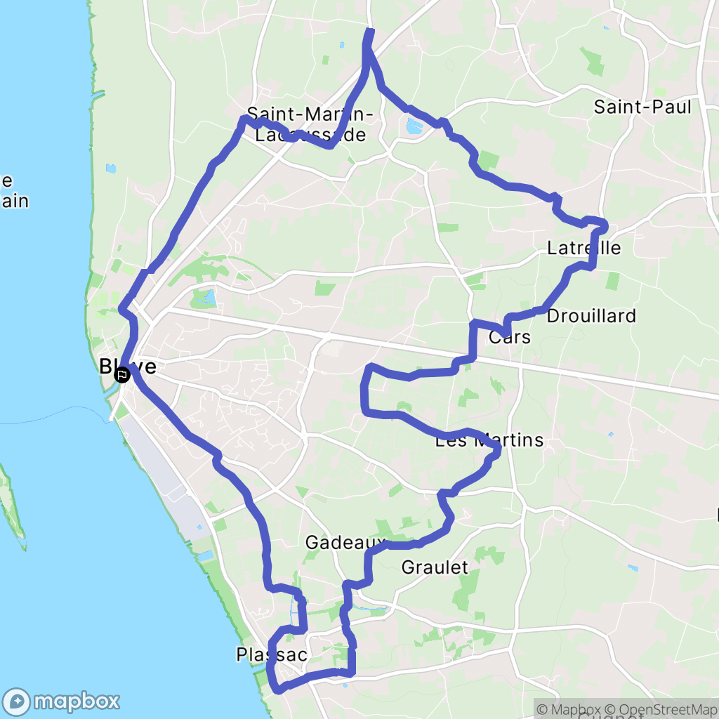 Blaye : carte du parcours de randonnée - France