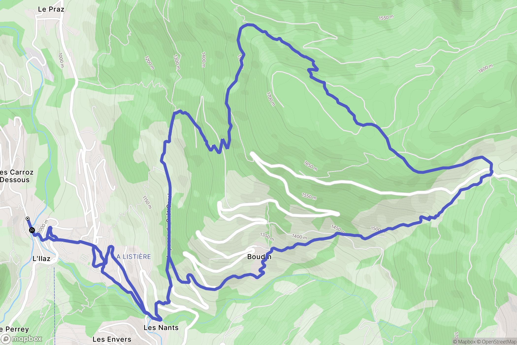 Arêches : carte du parcours de randonnée - France