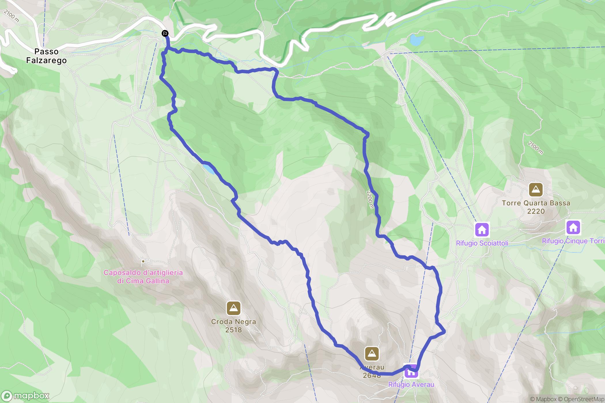 Cortina d'Ampezzo : carte du parcours de randonnée - Italy