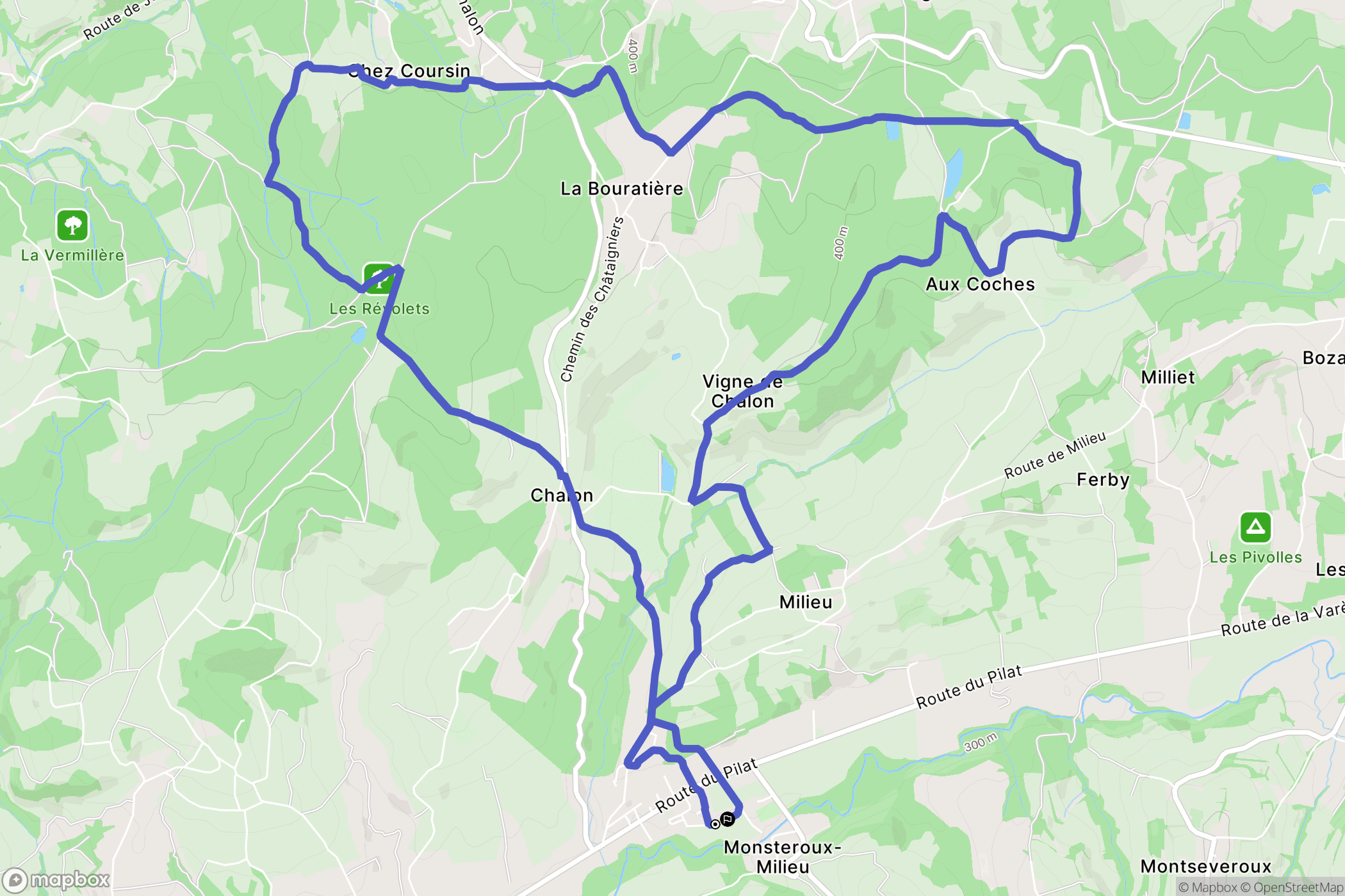 Monsteroux-Milieu : carte du parcours de randonnée - France