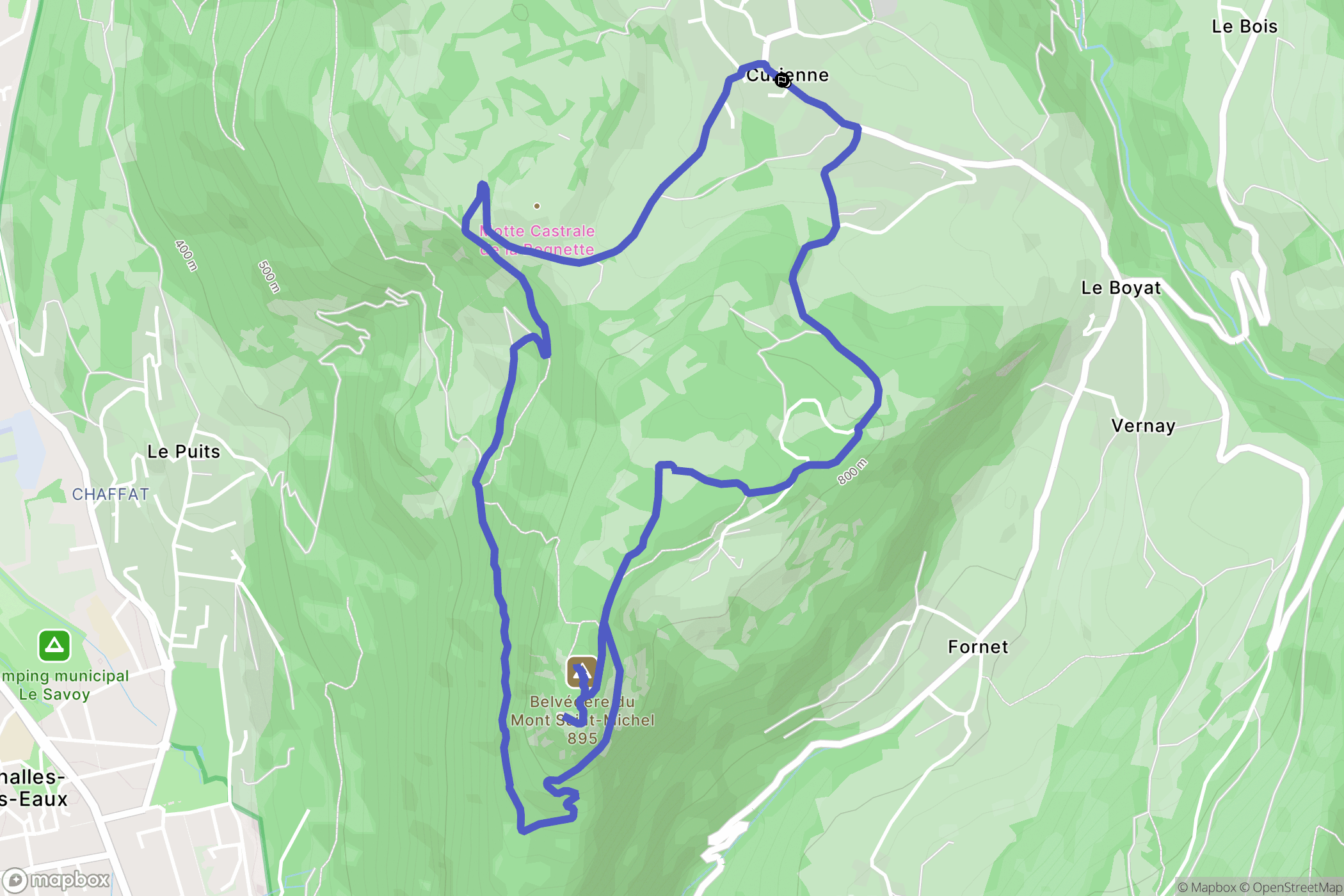 Curienne : carte du parcours de randonnée - France