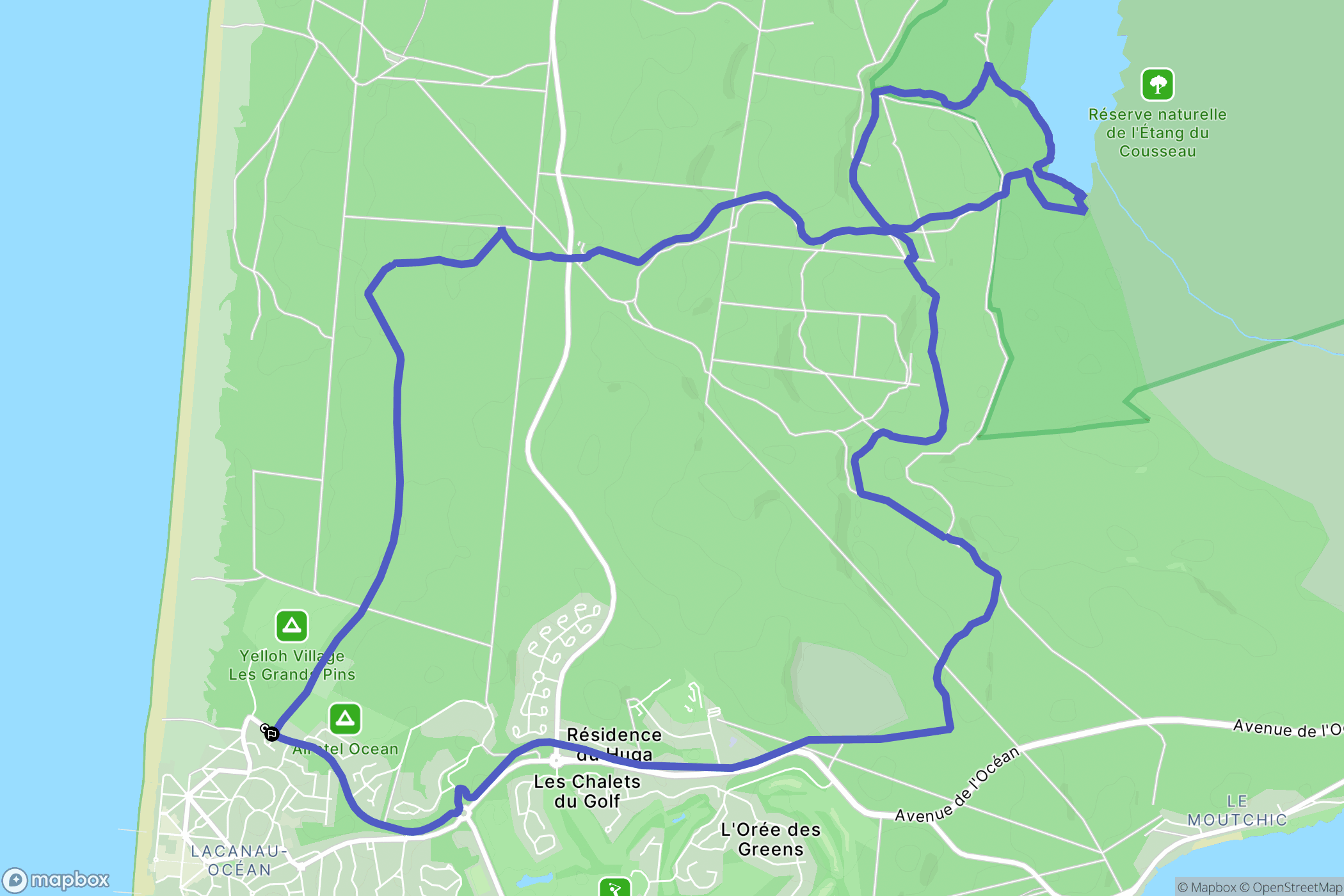 Lacanau : carte du parcours de randonnée - France