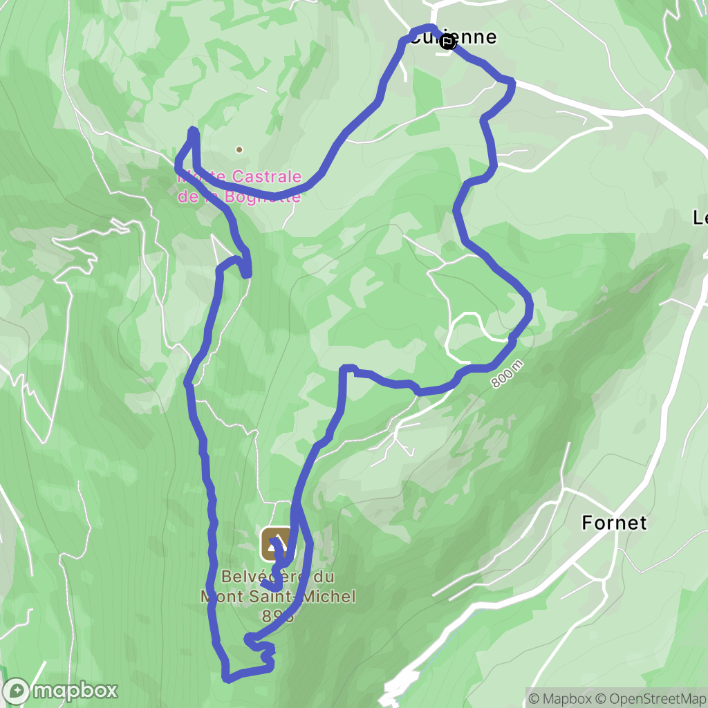 Curienne : carte du parcours de randonnée - France