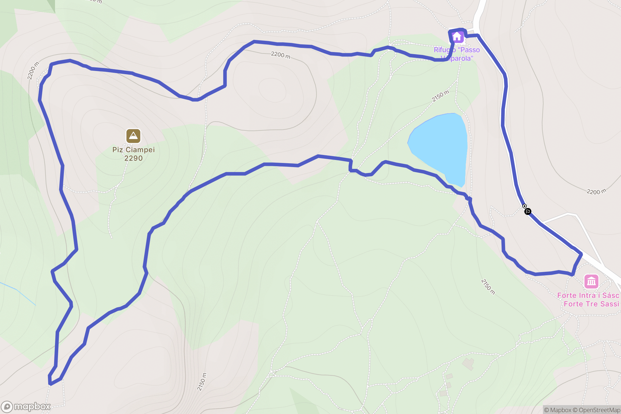 Cortina d'Ampezzo : carte du parcours de randonnée - Italy