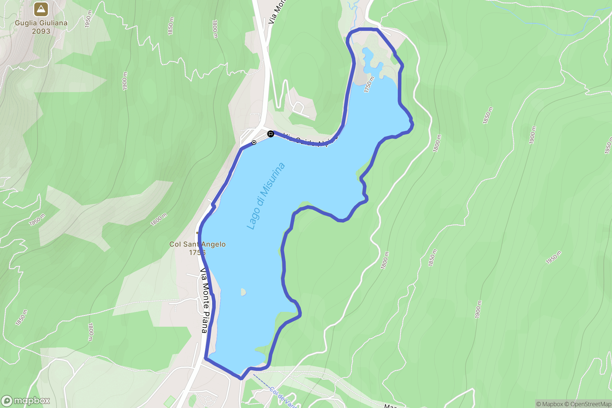 Misurina : carte du parcours de randonnée - Italy