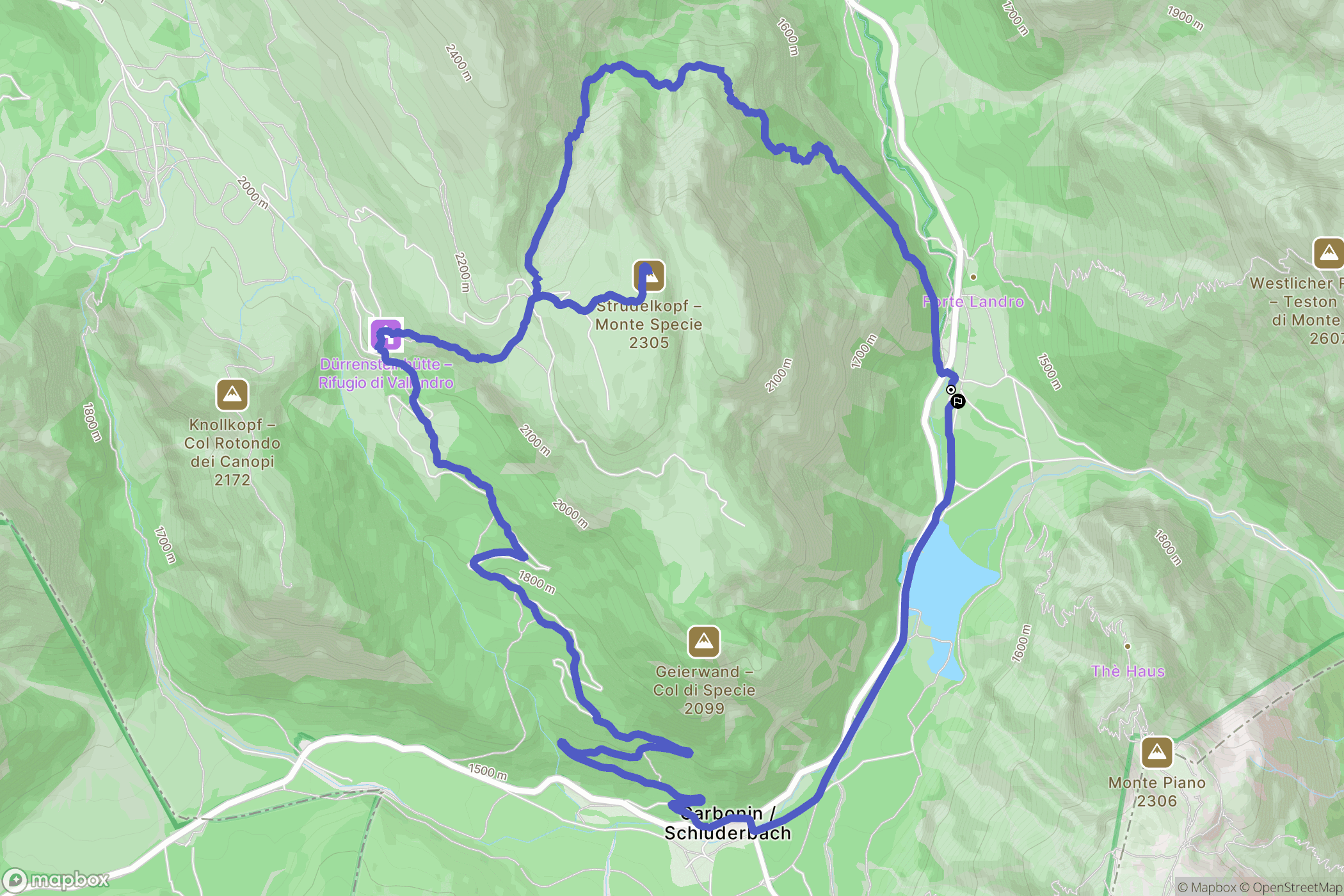 Cortina d'Ampezzo : carte du parcours de randonnée - Italy