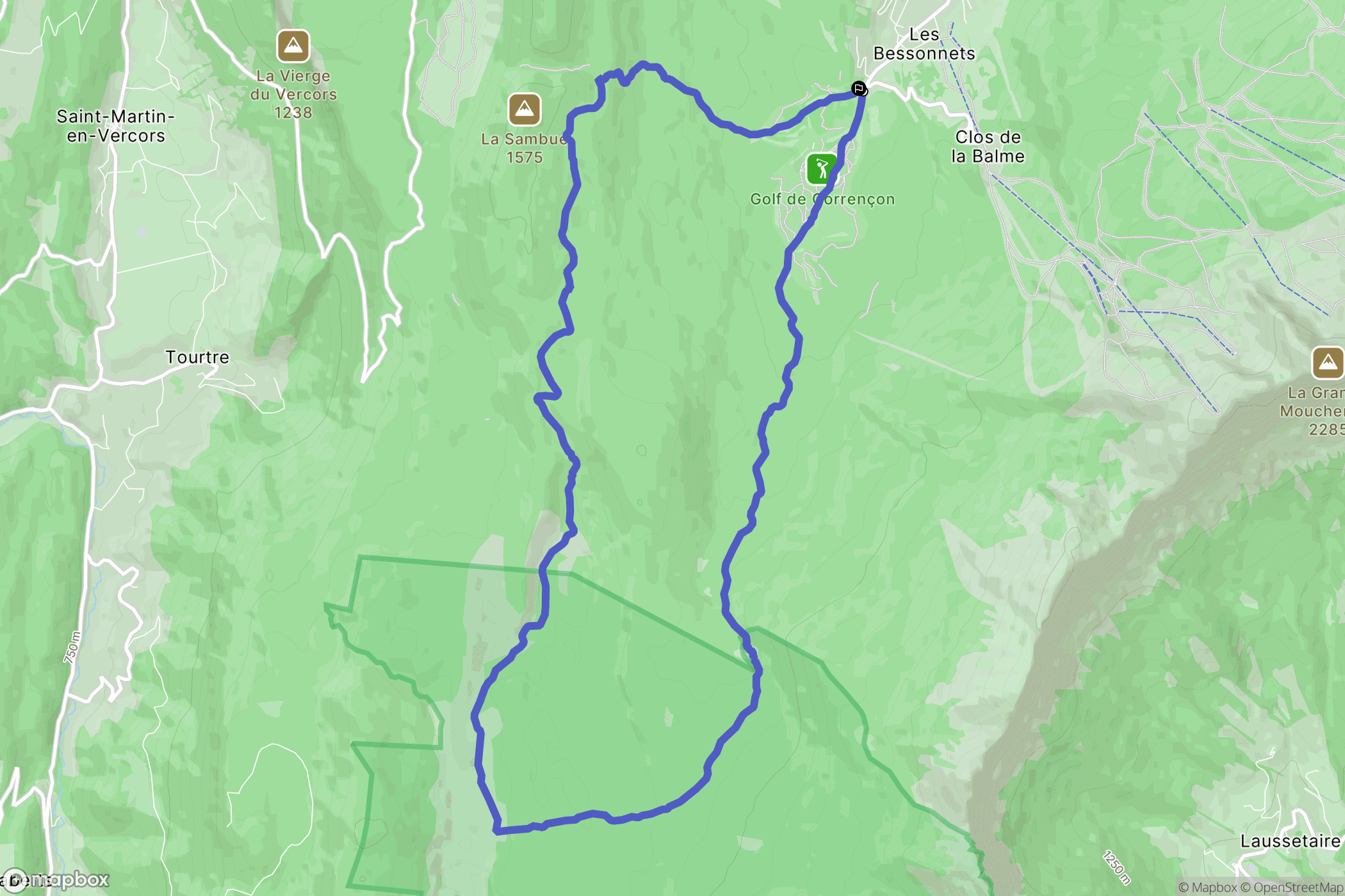 Corrençon-en-Vercors : carte du parcours de randonnée - France