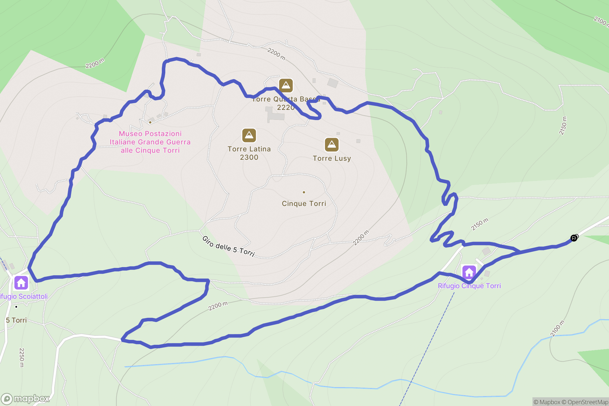 Cortina d'Ampezzo : carte du parcours de randonnée - Italy