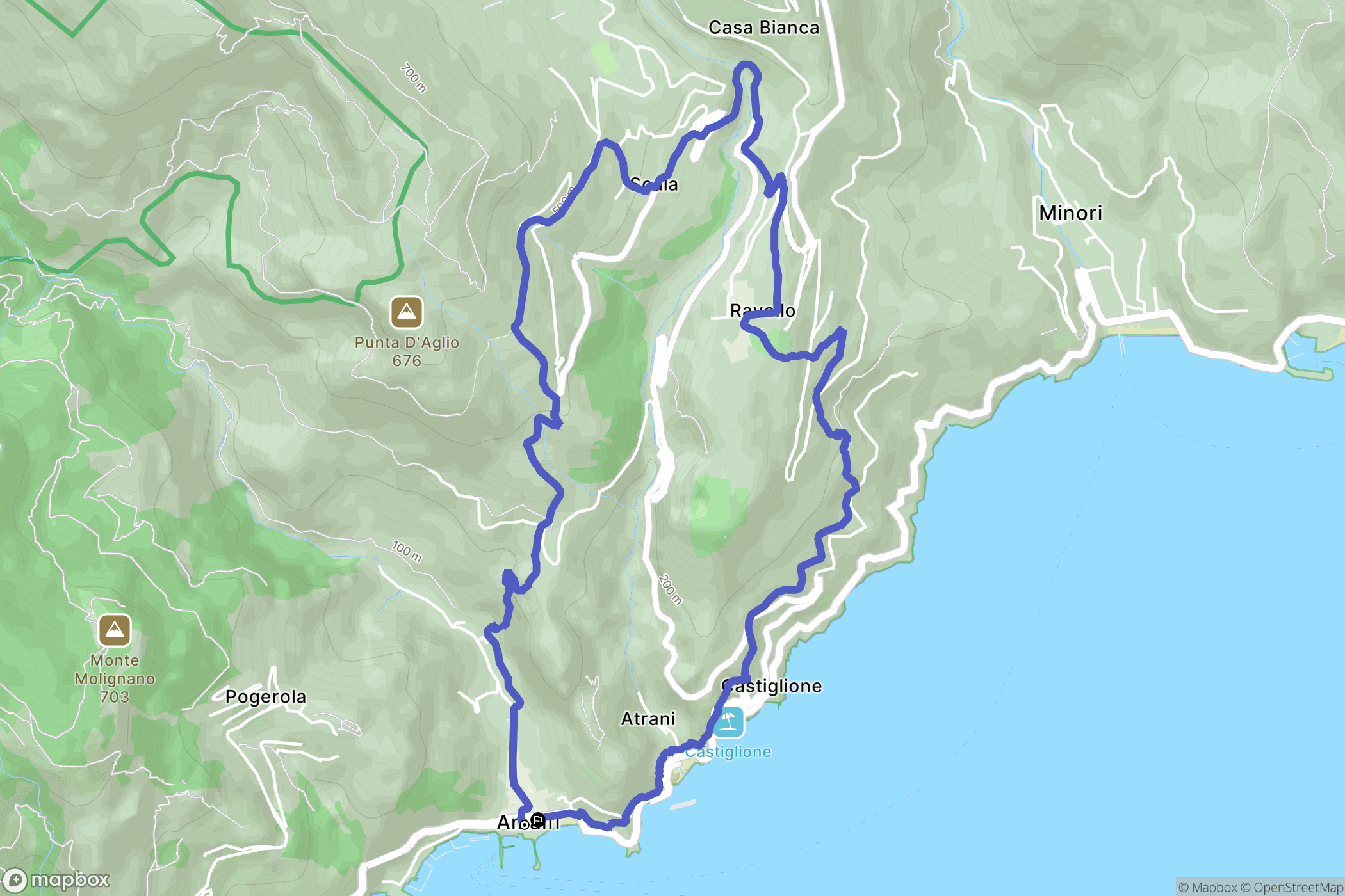 Amalfi : carte du parcours de randonnée - Italy