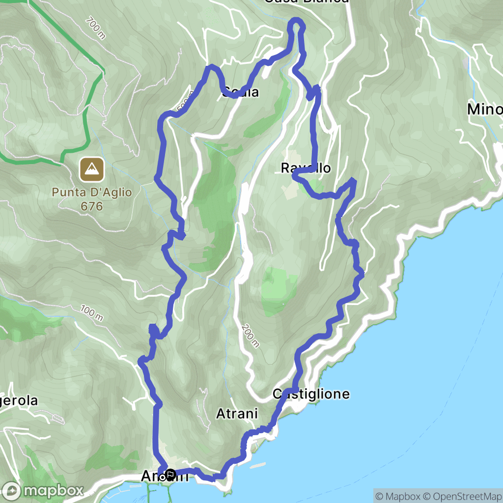 Amalfi : carte du parcours de randonnée - Italy
