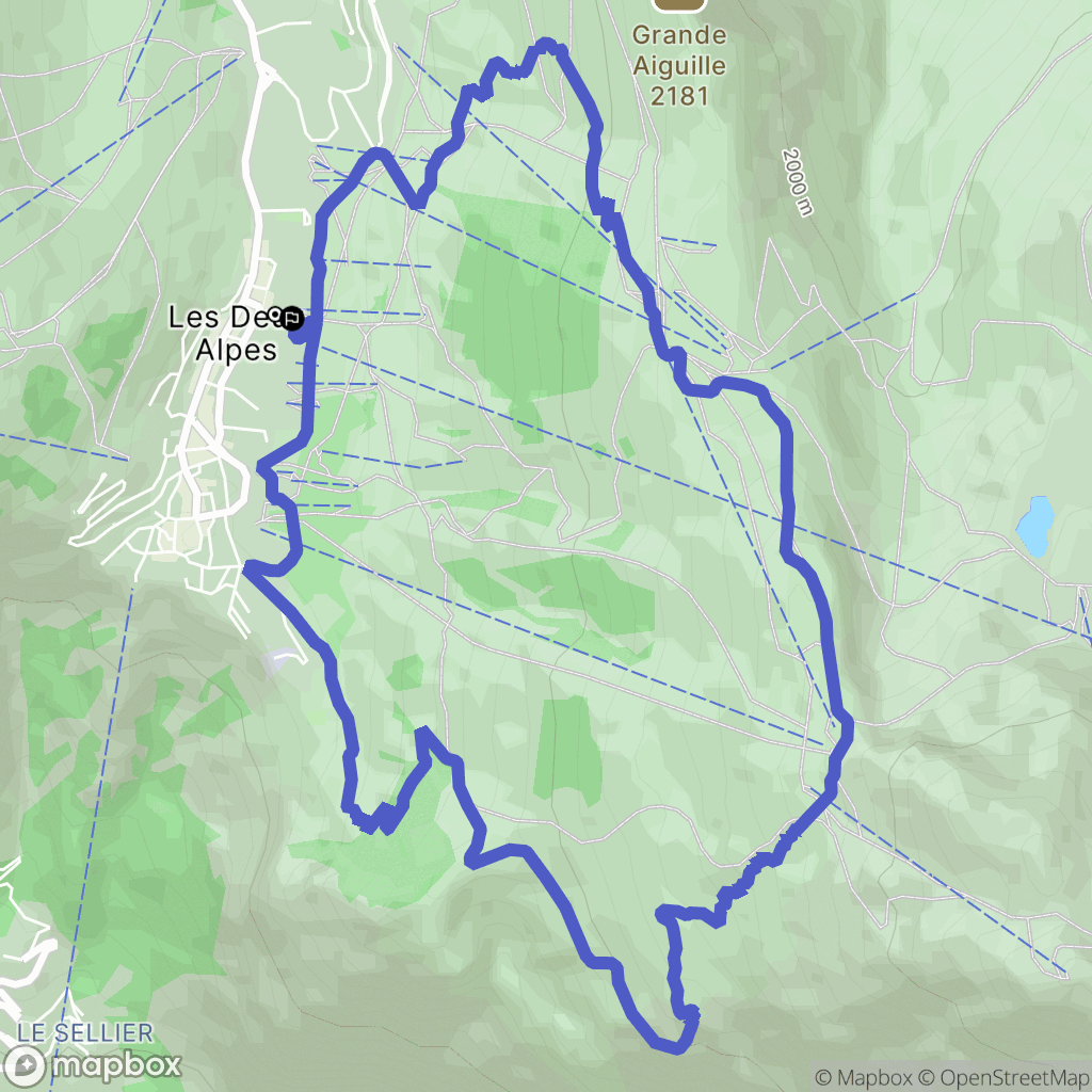 Les Deux-Alpes : carte du parcours de randonnée - France