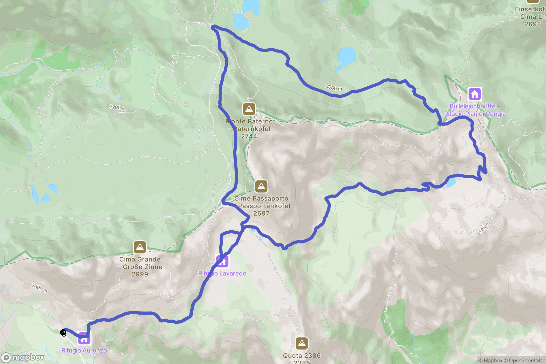 Cortina d'Ampezzo : carte du parcours de randonnée - Italy