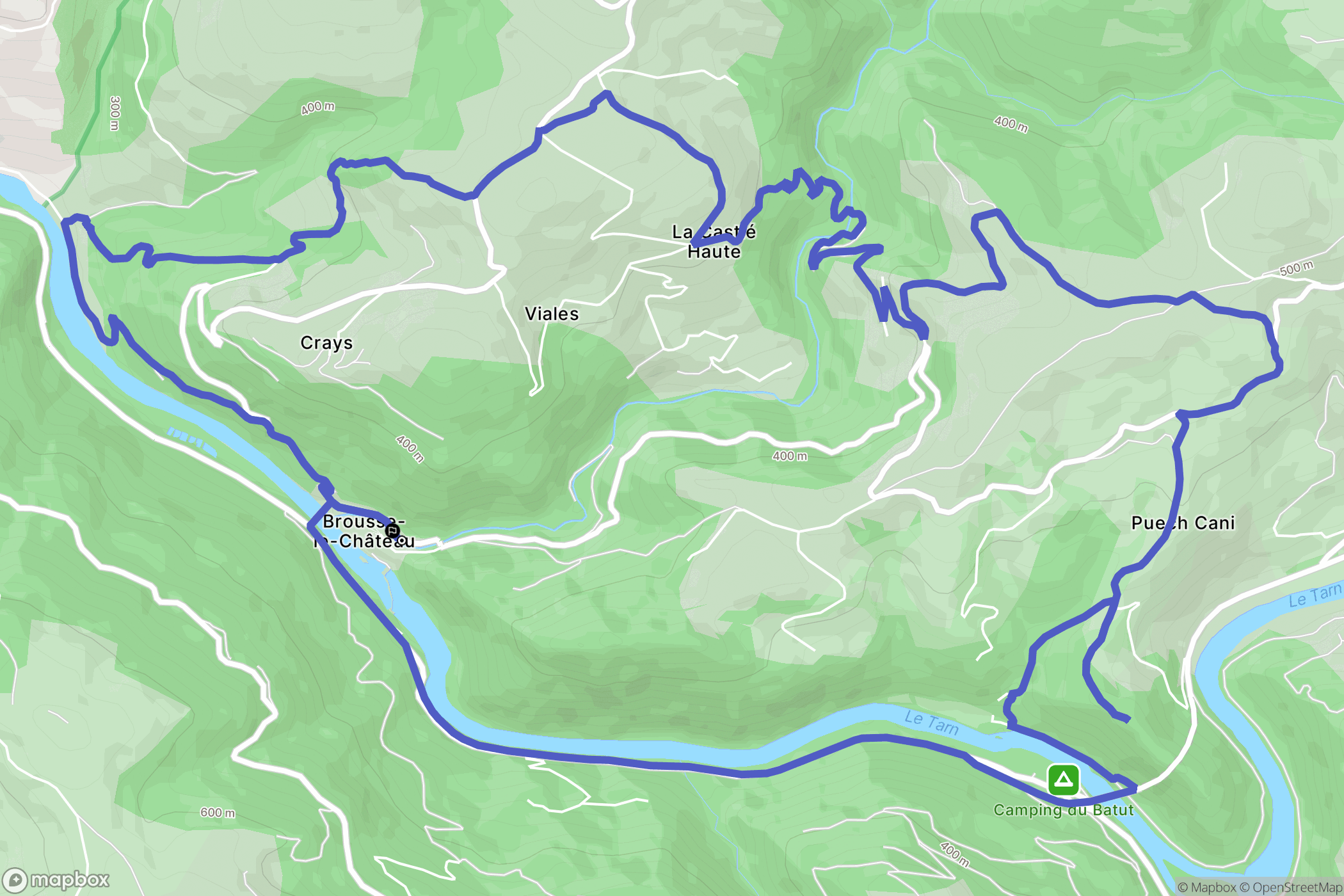 Brousse-le-Château : carte du parcours de randonnée - France
