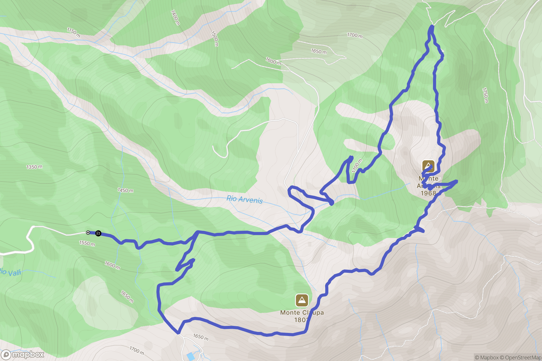Tolmezzo : carte du parcours de randonnée - Italy