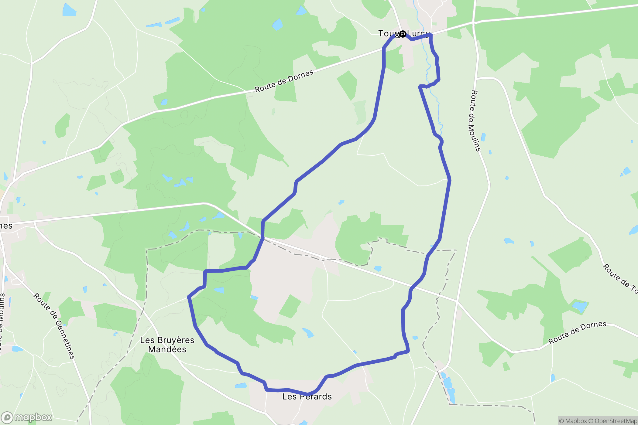 Toury-Lurcy : carte du parcours de randonnée - France