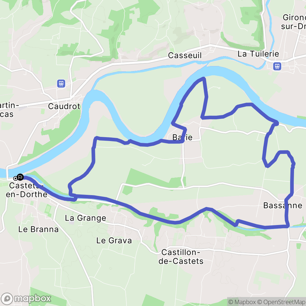 Castets-et-Castillon : carte du parcours de randonnée - France