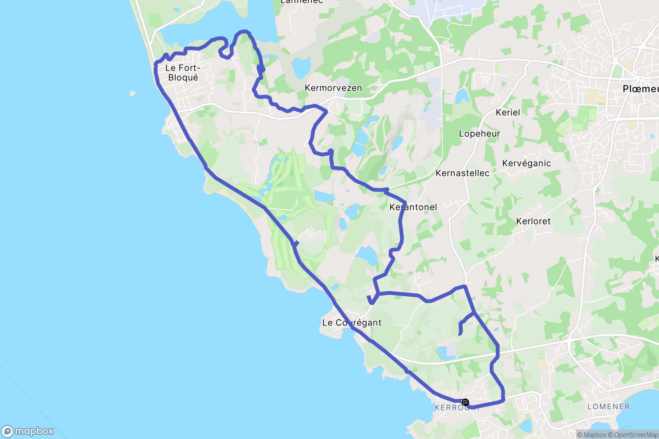 Ploemeur : carte du parcours de randonnée - France