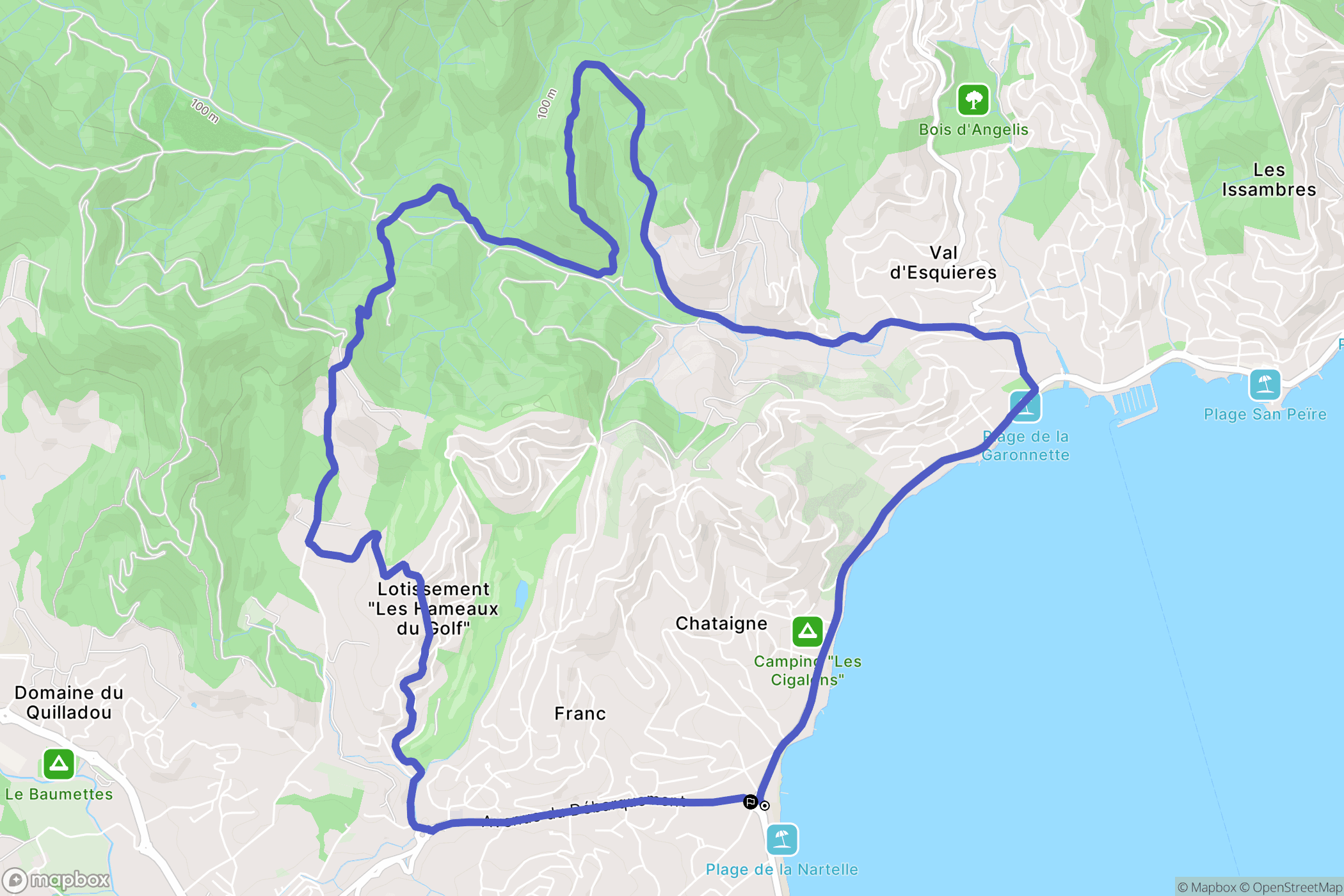 Sainte-Maxime : carte du parcours de randonnée - France