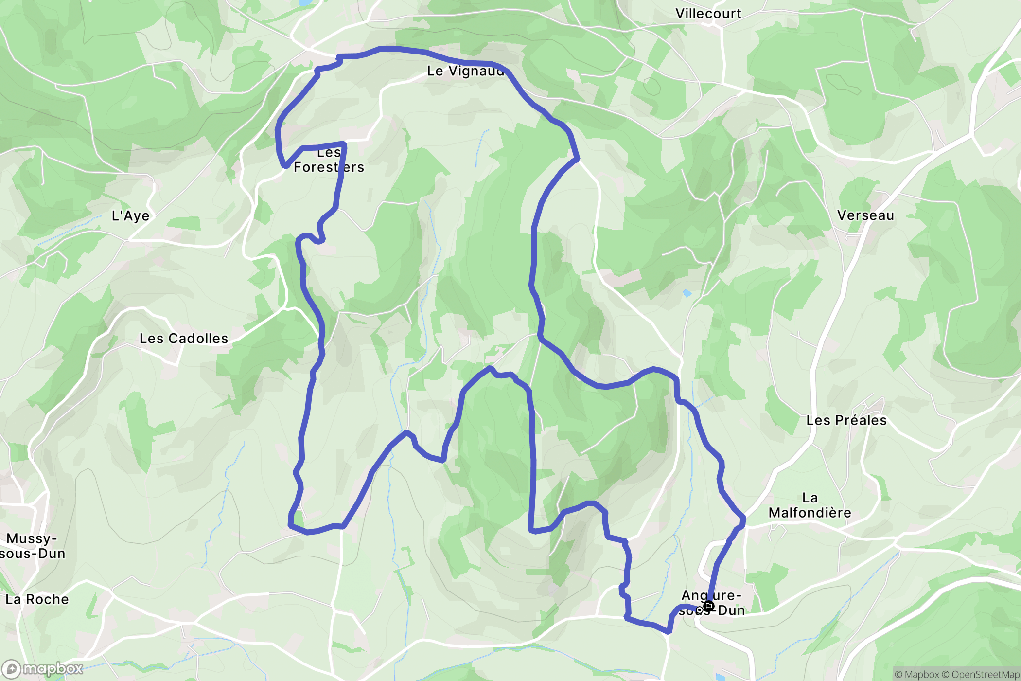 Anglure-sous-Dun : carte du parcours de randonnée - France