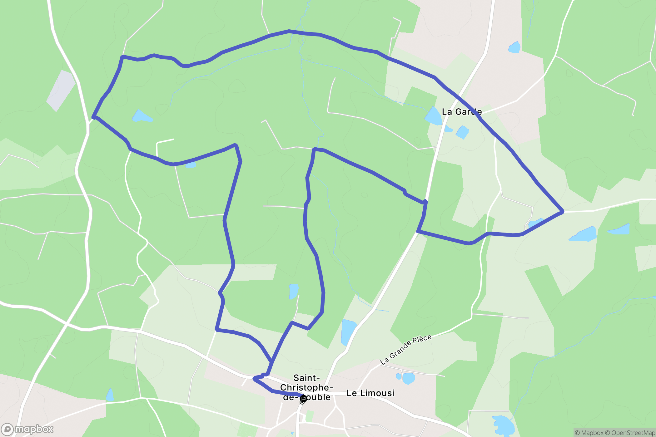 Saint-Christophe-de-Double : carte du parcours de randonnée - France