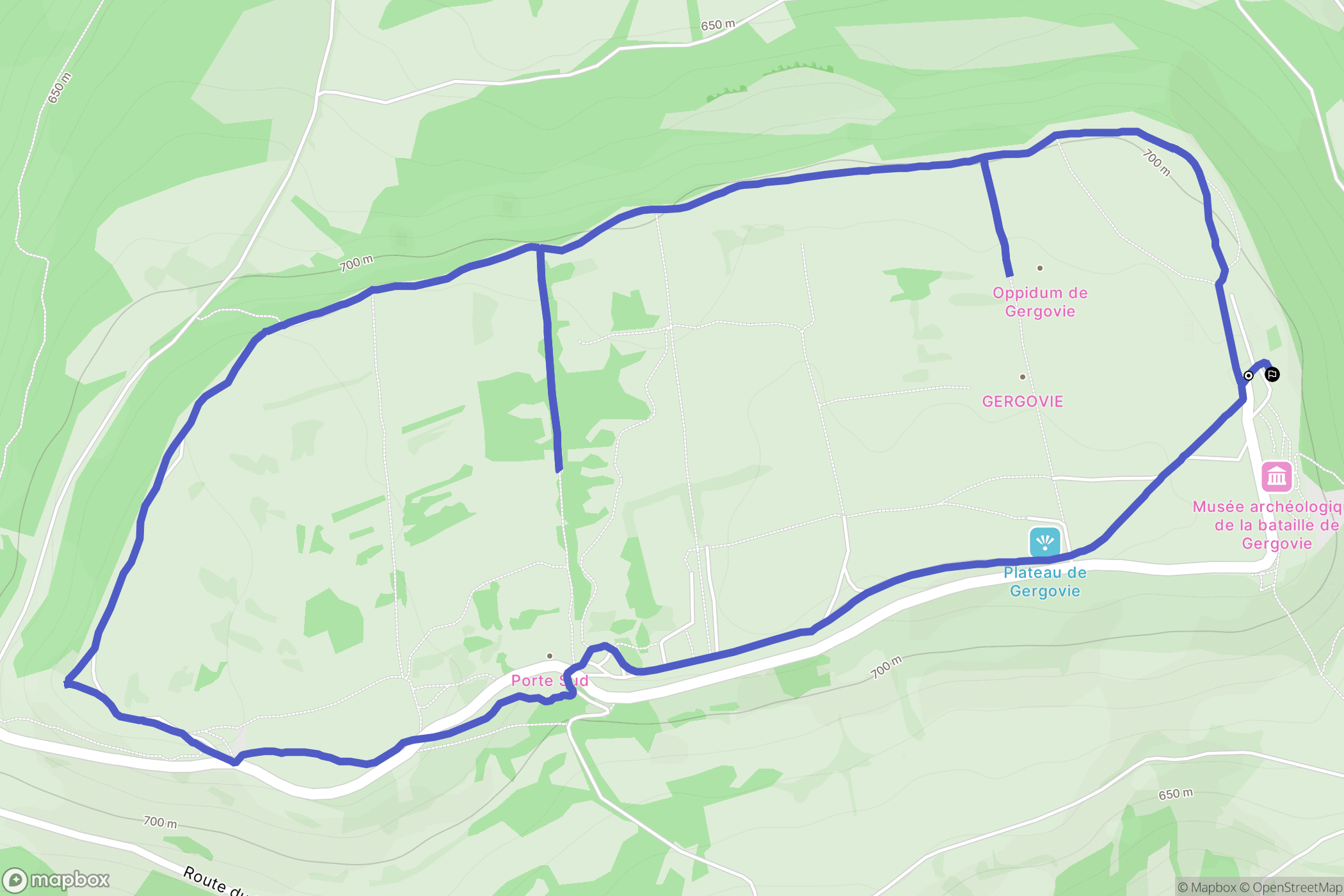 Gergovie : carte du parcours de randonnée - France