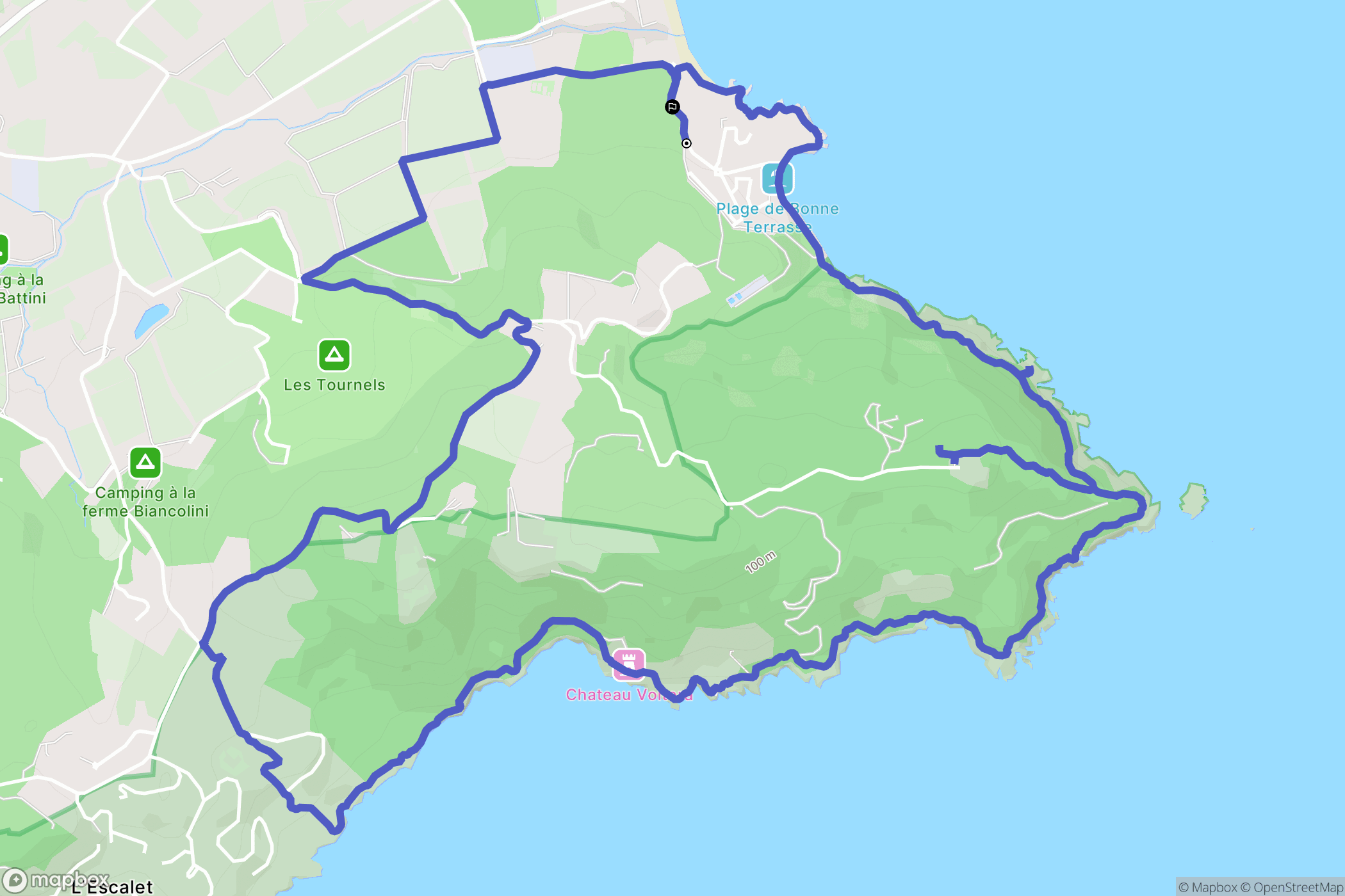 Ramatuelle : carte du parcours de randonnée - France