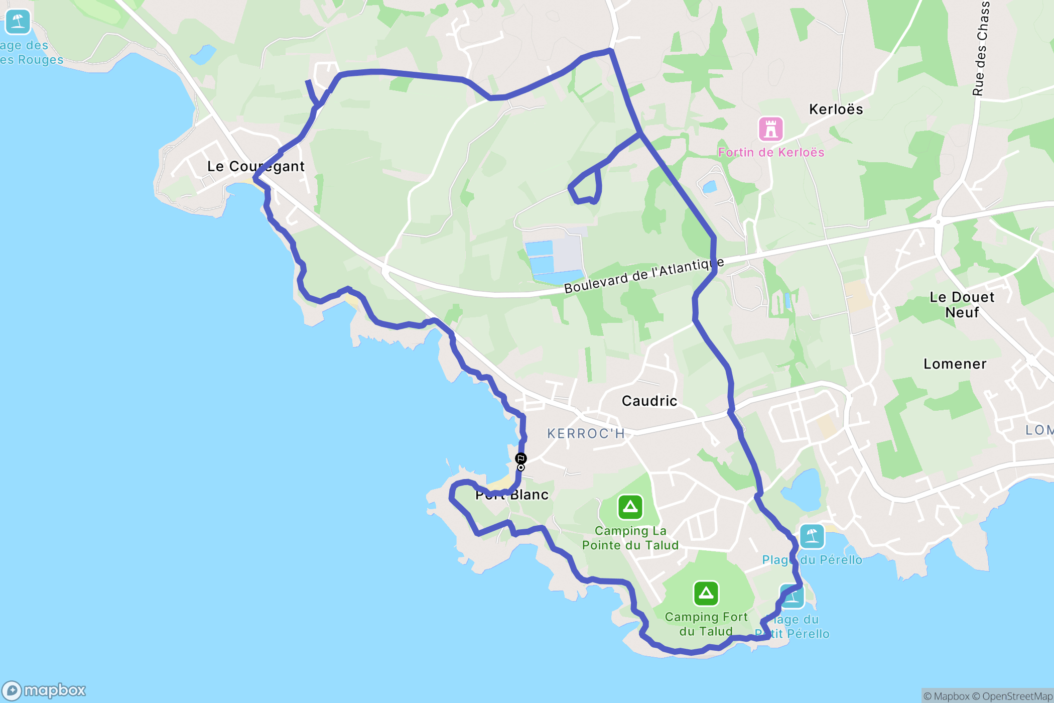 Ploemeur : carte du parcours de randonnée - France