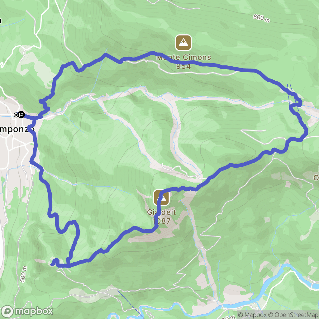 Imponzo : carte du parcours de randonnée - Italy