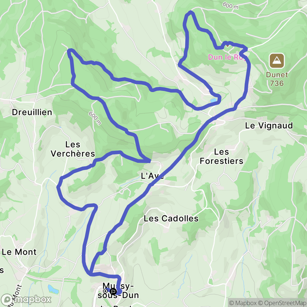 Mussy-sous-Dun : carte du parcours de randonnée - France