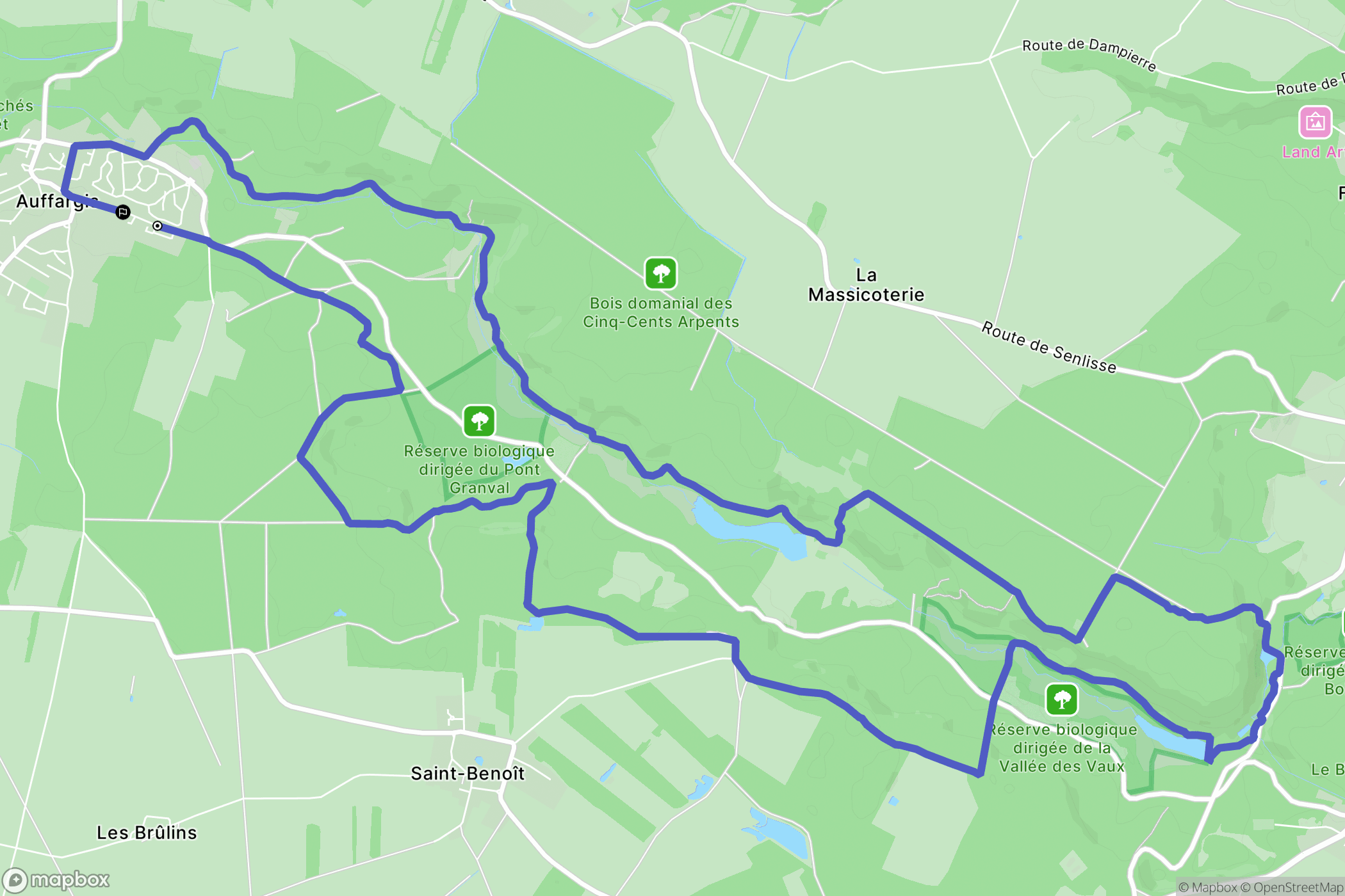 Auffargis, St Quentin en Yvelines : carte du parcours de randonnée - France