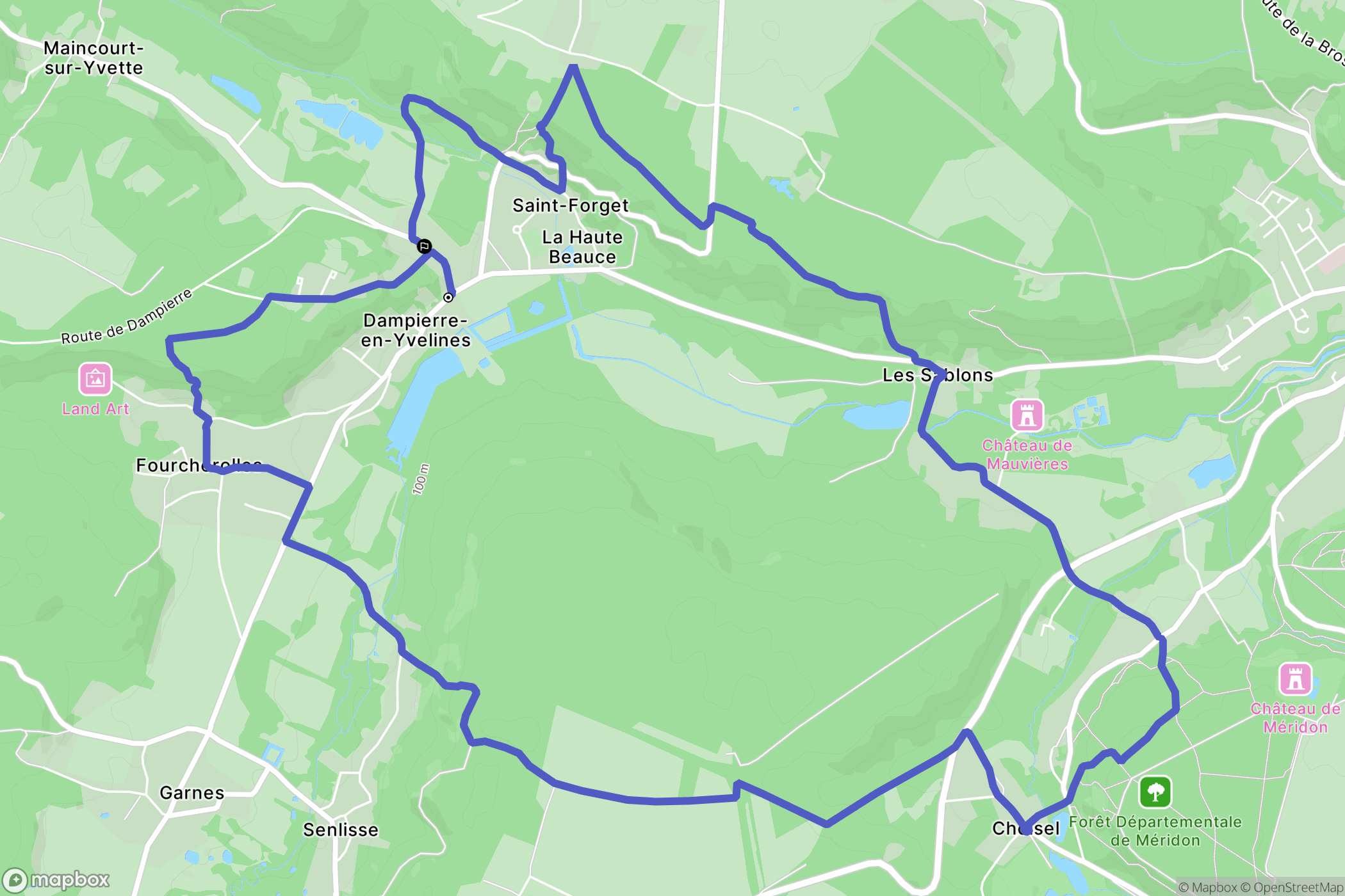 Dampierre-en-Yvelines : carte du parcours de randonnée - France