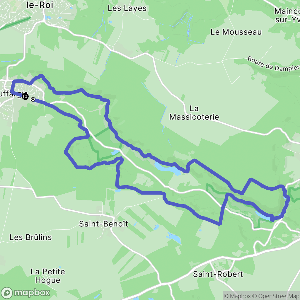 Auffargis, St Quentin en Yvelines : carte du parcours de randonnée - France