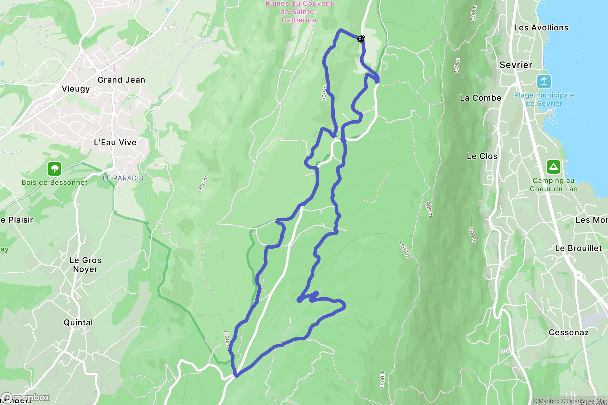 Sévrier : carte du parcours de randonnée - France