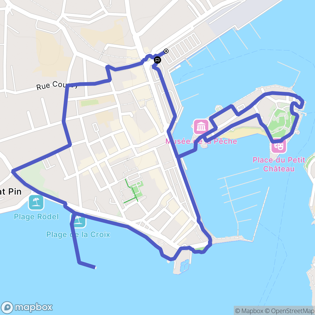 Concarneau : carte du parcours de randonnée - France