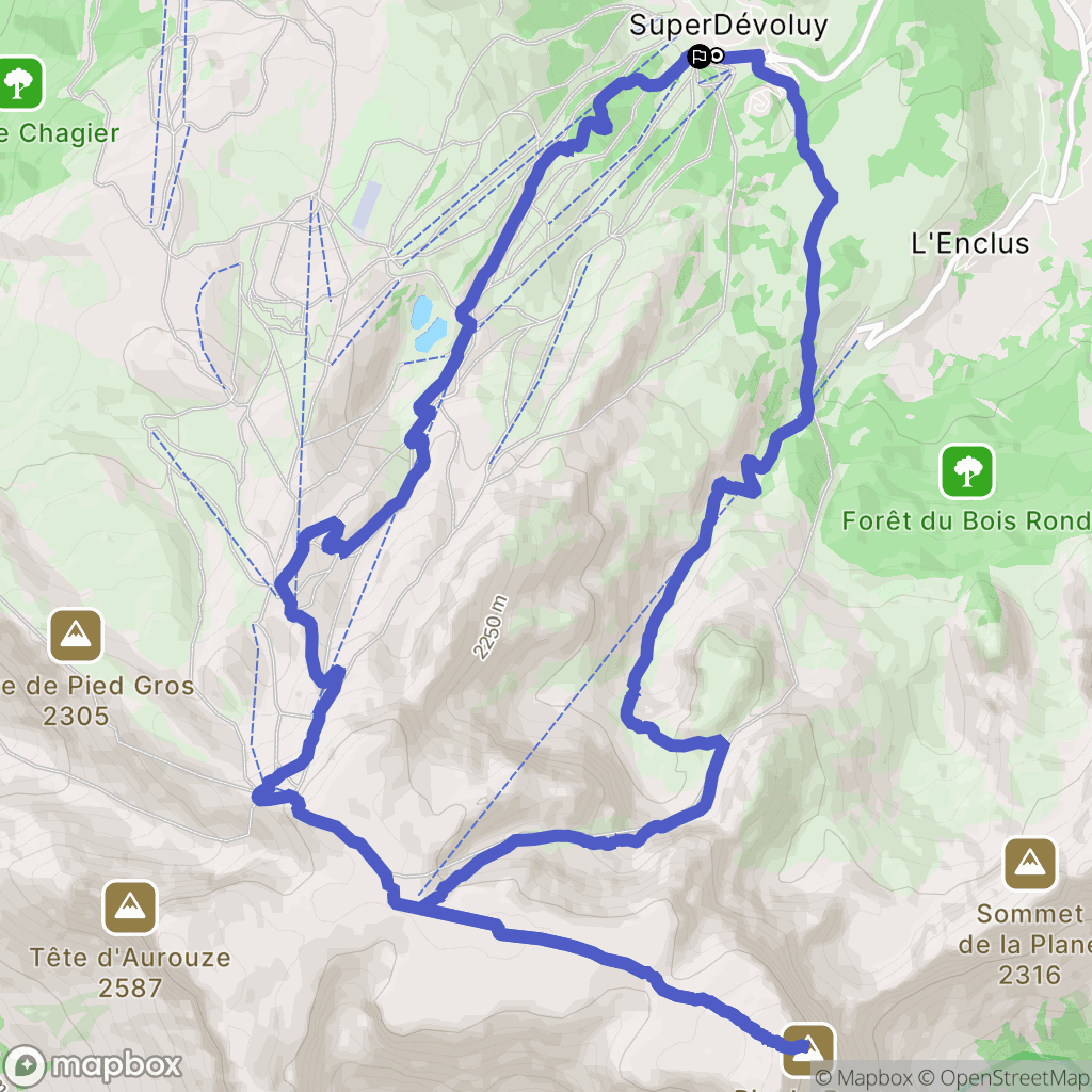 SuperDévoluy : carte du parcours de randonnée - France