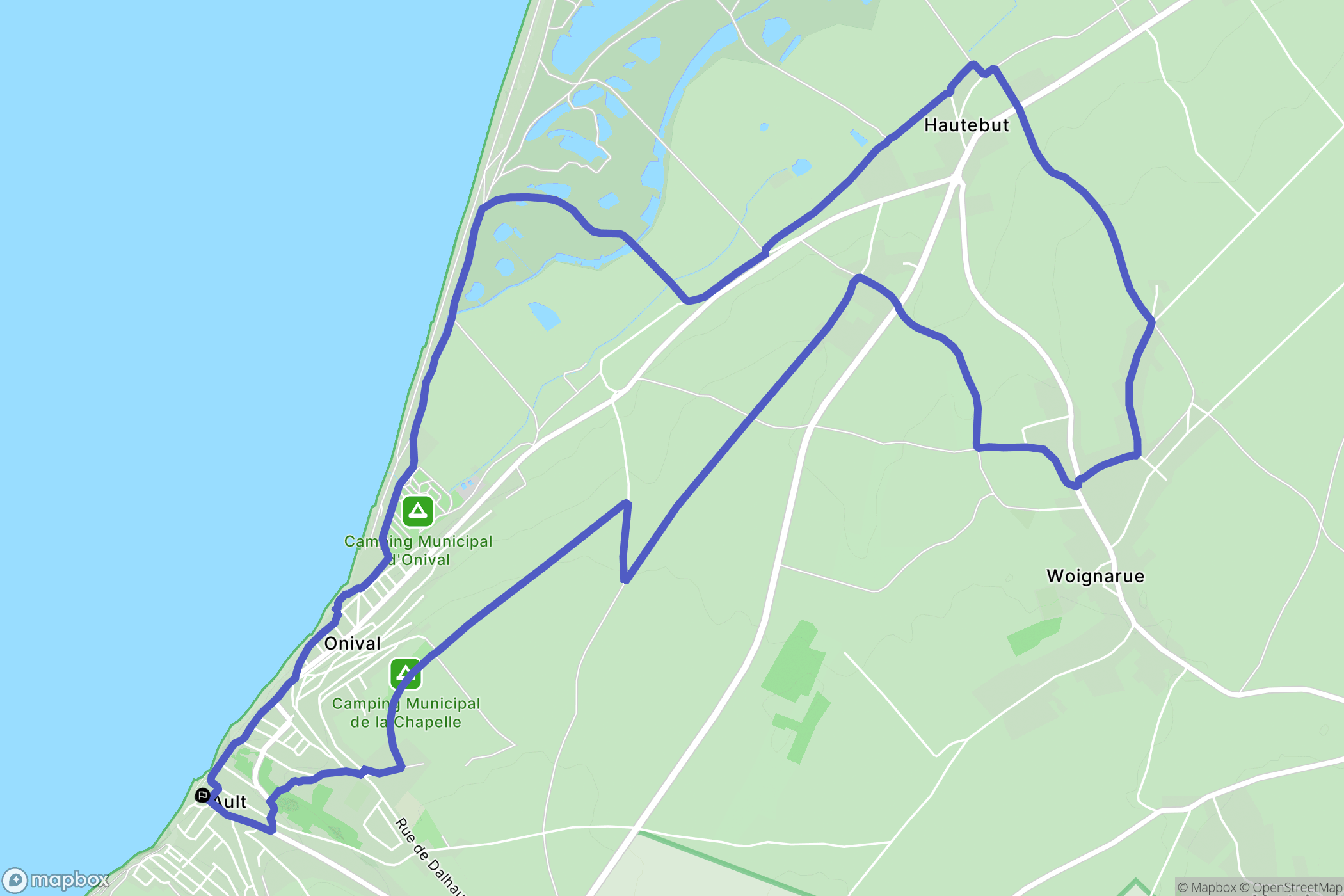 Ault : carte du parcours de randonnée - France