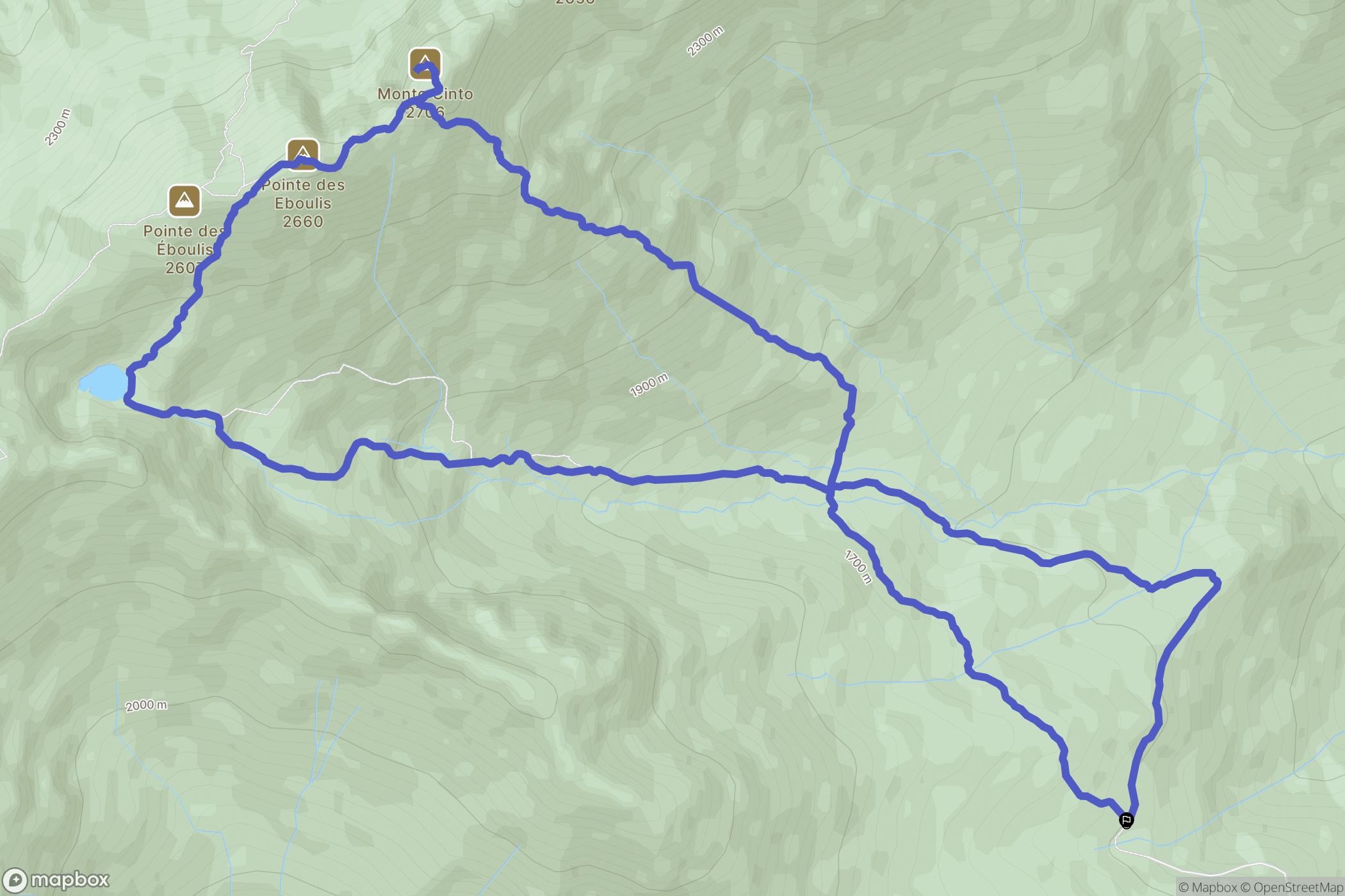 Lozzi : carte du parcours de randonnée - France