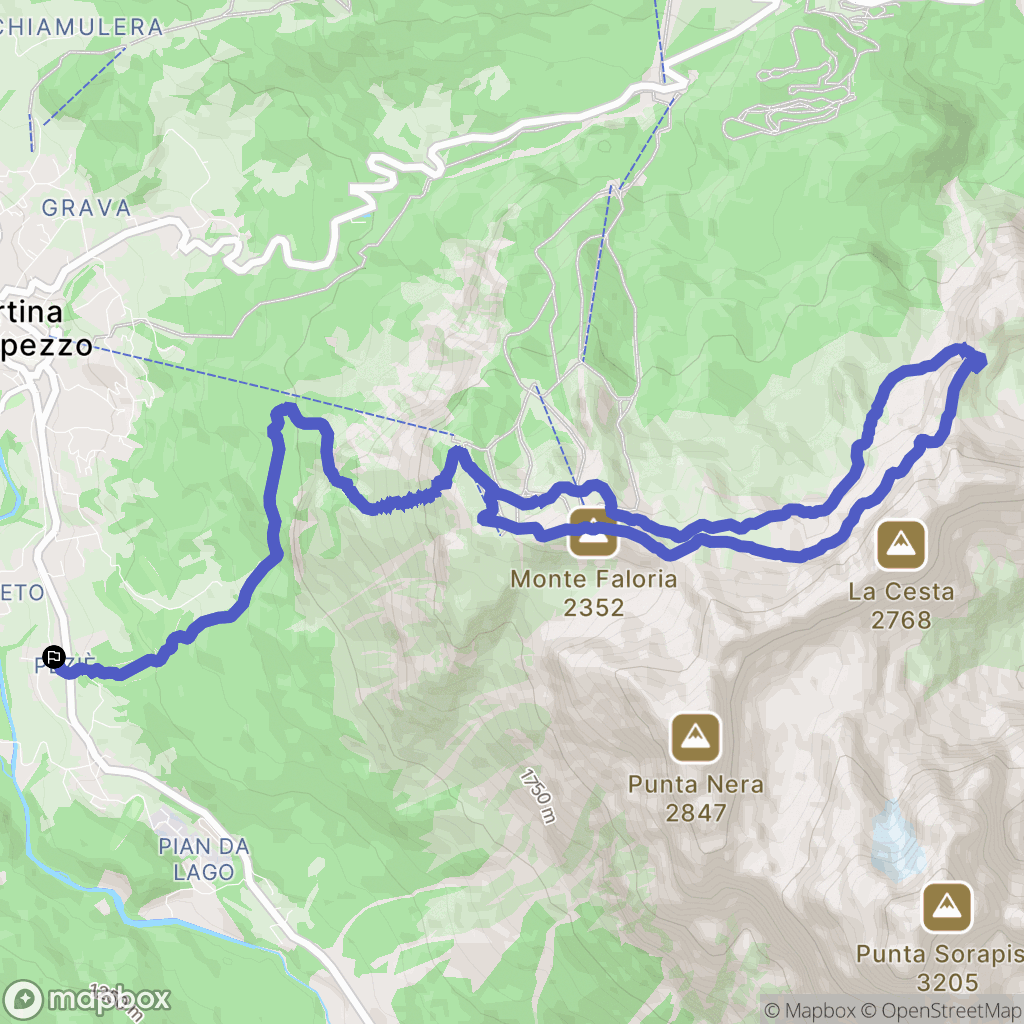 Cortina d'Ampezzo : carte du parcours de randonnée - Italy