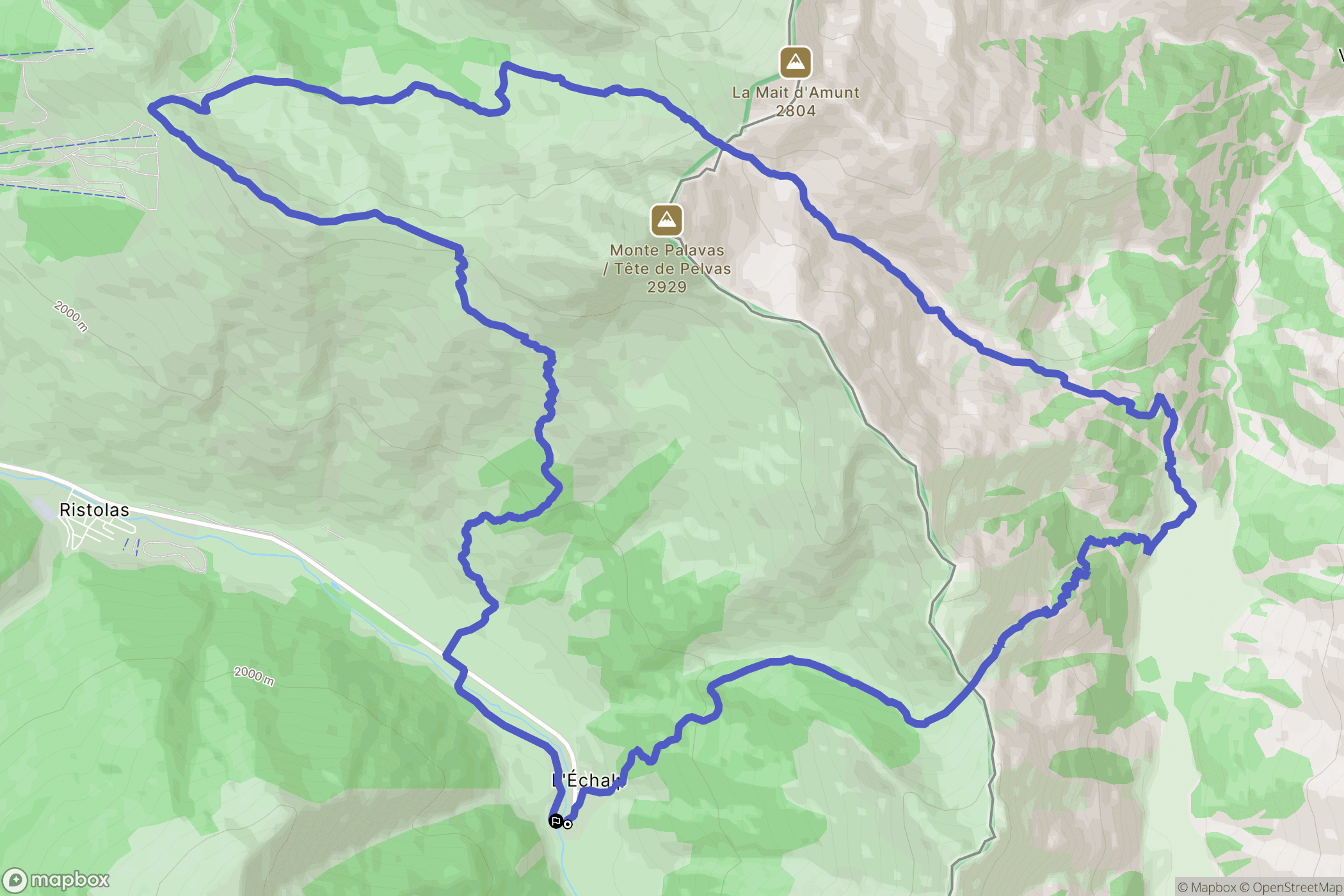Ristolas : carte du parcours de randonnée - France