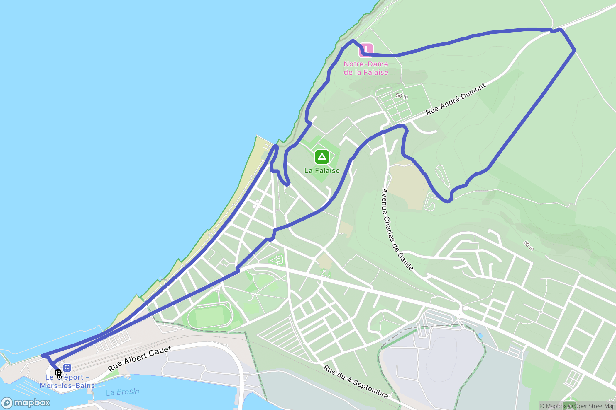 Le Tréport : carte du parcours de randonnée - France
