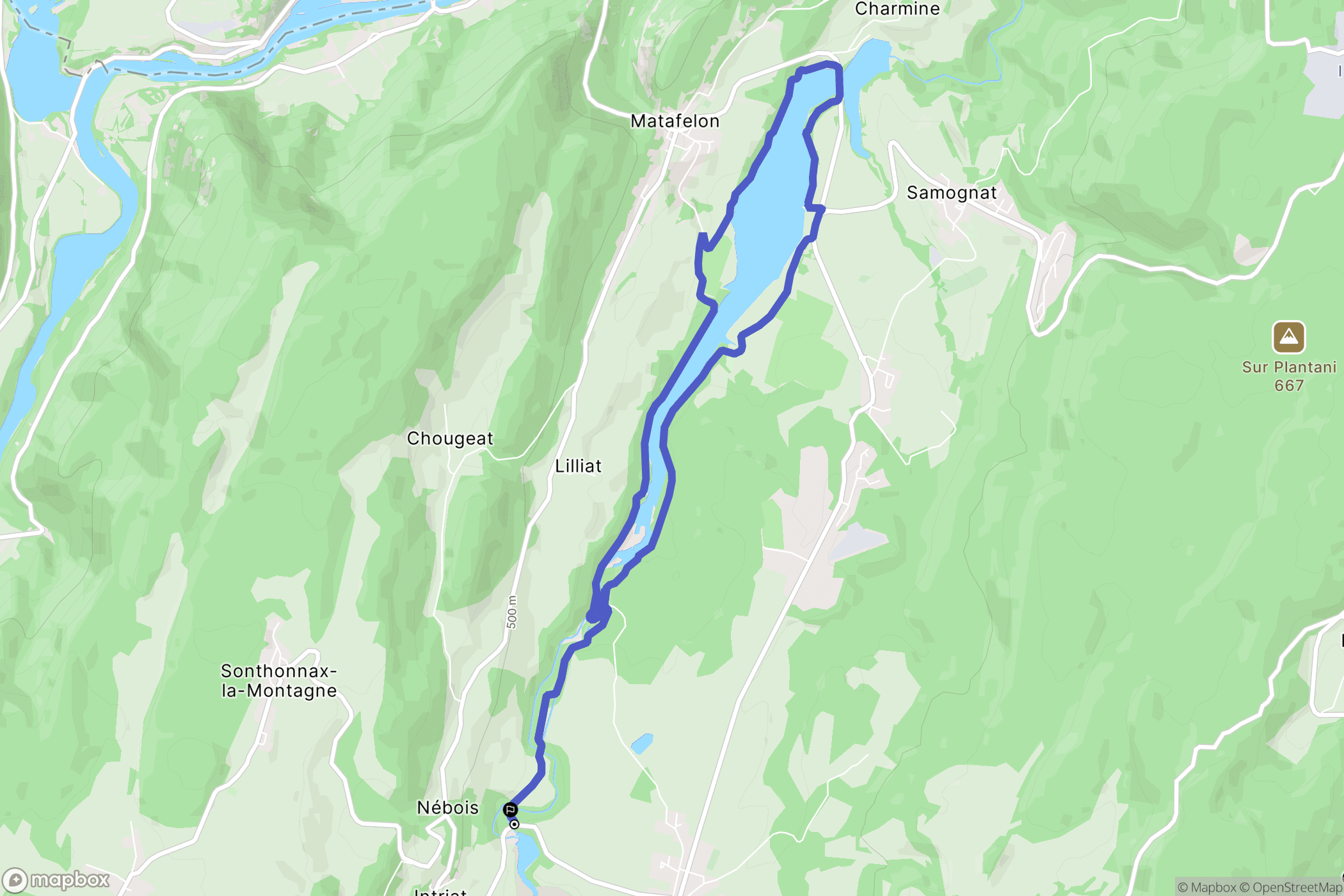 Izernore : carte du parcours de randonnée - France