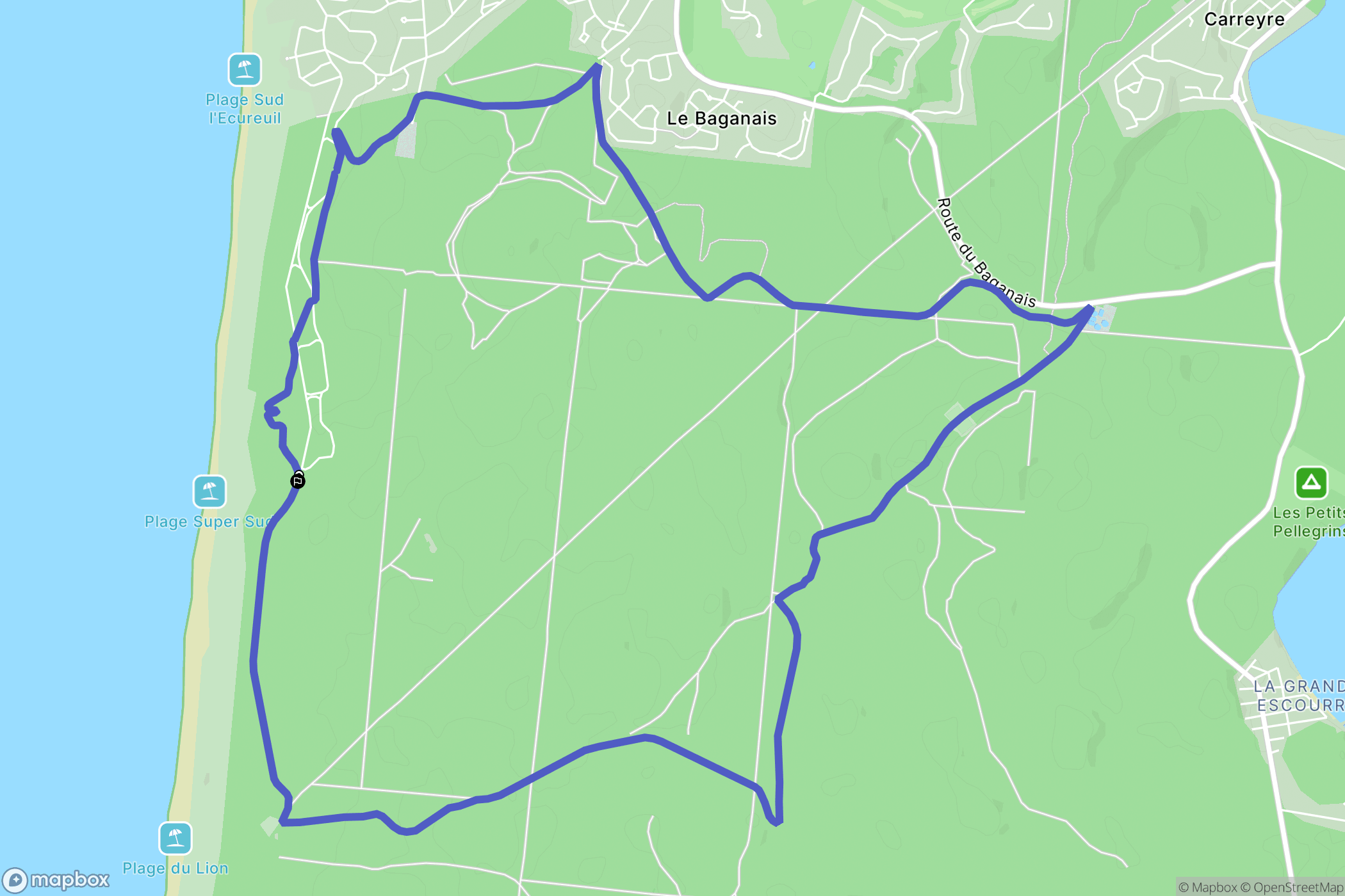 Lacanau : carte du parcours de randonnée - France