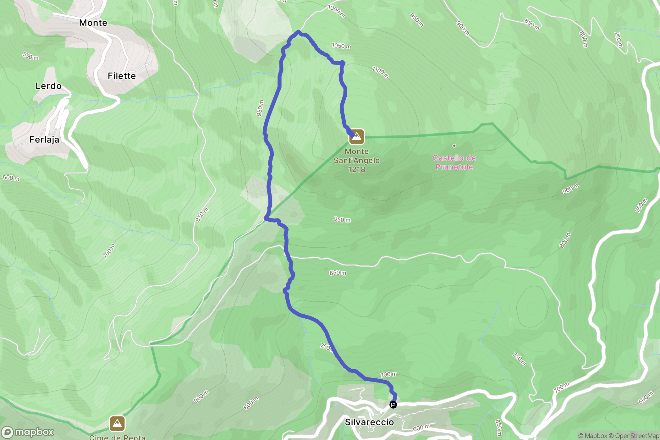 Silvareccio : carte du parcours de randonnée - France