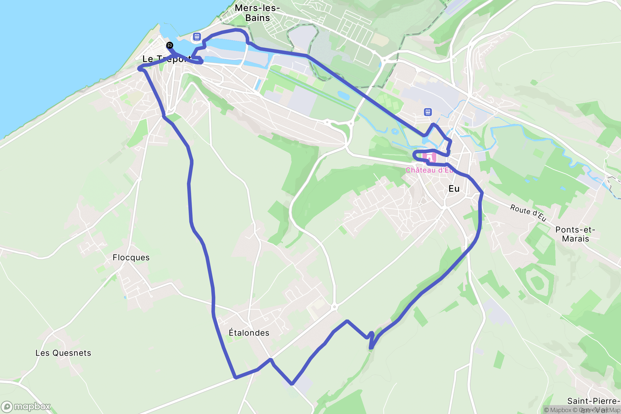 Le Tréport : carte du parcours de randonnée - France