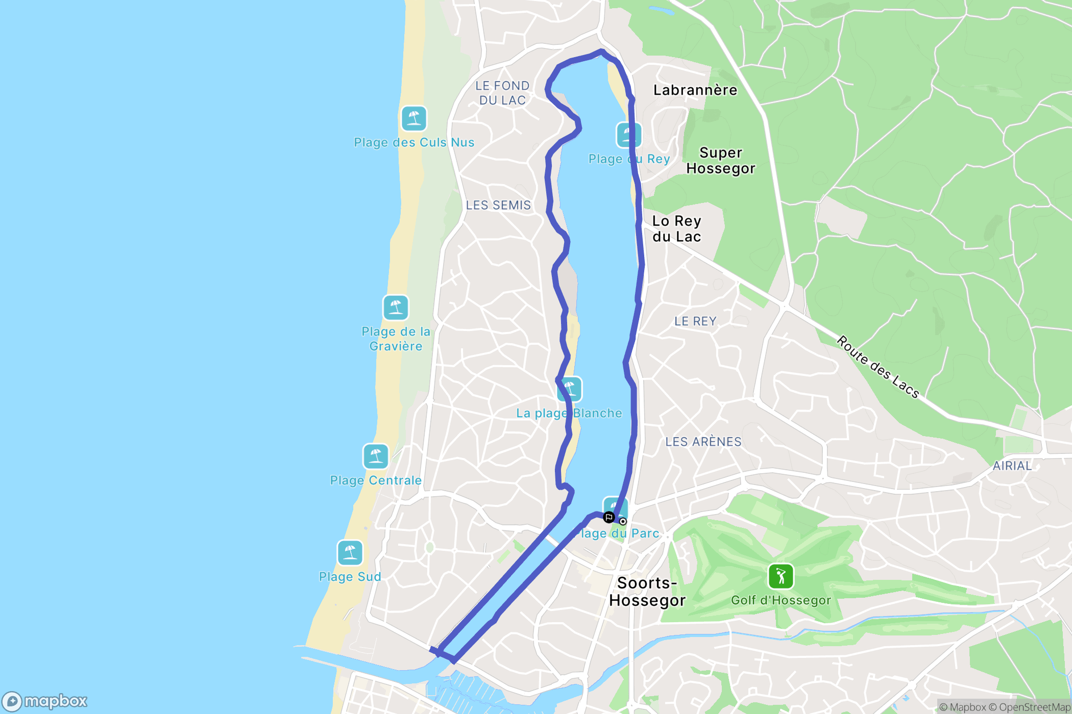 Soorts-Hossegor : carte du parcours de randonnée - France