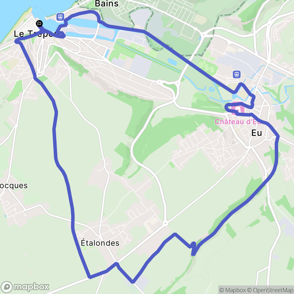 Le Tréport : carte du parcours de randonnée - France