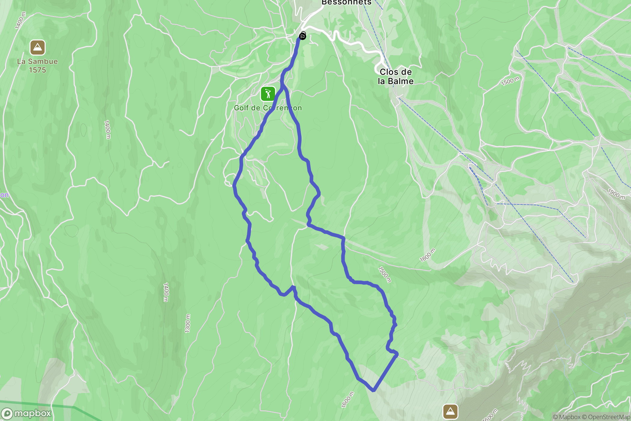 Corrençon-en-Vercors : carte du parcours de randonnée - France